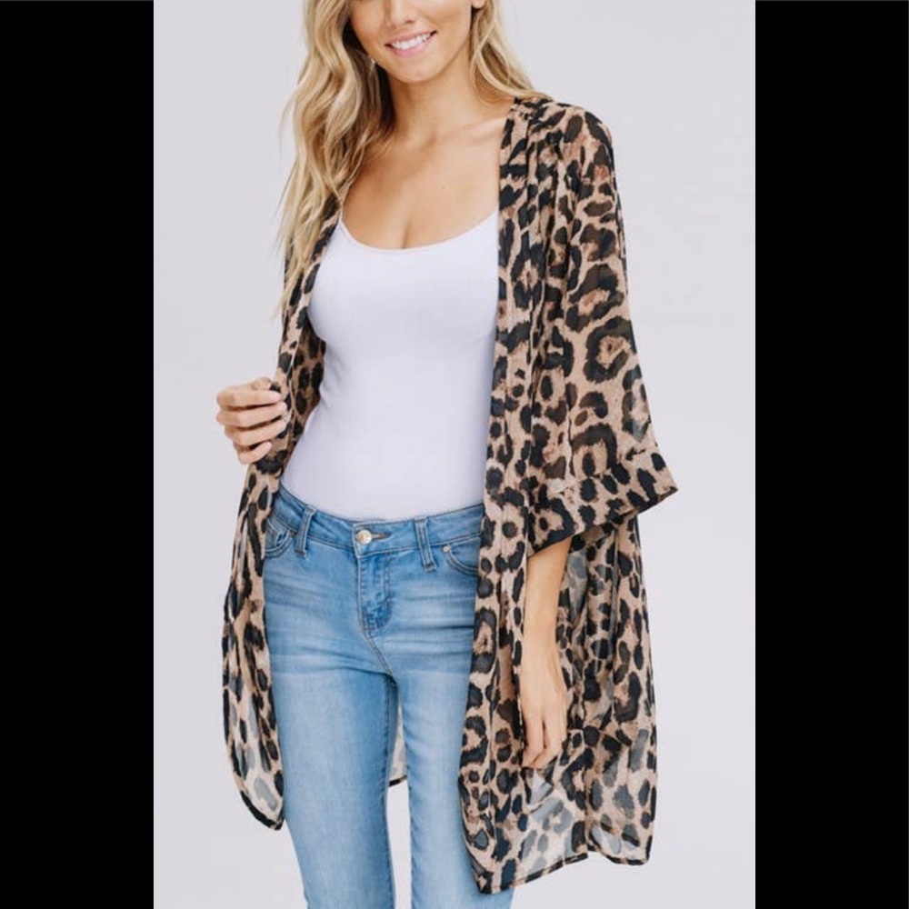 Leopard open cardigan